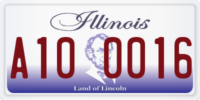 IL license plate A100016
