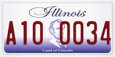 IL license plate A100034