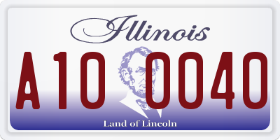 IL license plate A100040