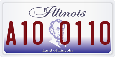 IL license plate A100110