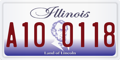 IL license plate A100118