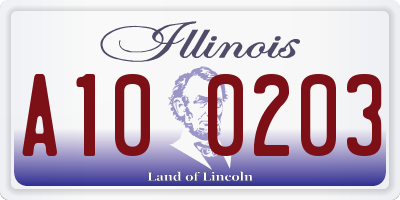 IL license plate A100203