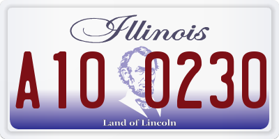 IL license plate A100230