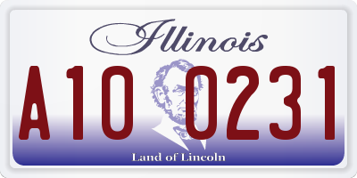 IL license plate A100231