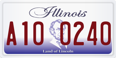 IL license plate A100240