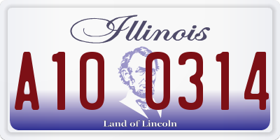 IL license plate A100314