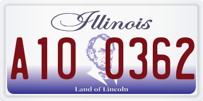 IL license plate A100362