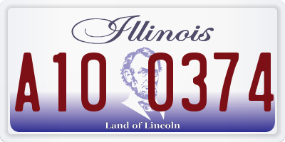 IL license plate A100374