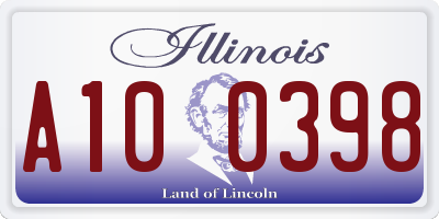 IL license plate A100398