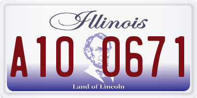 IL license plate A100671