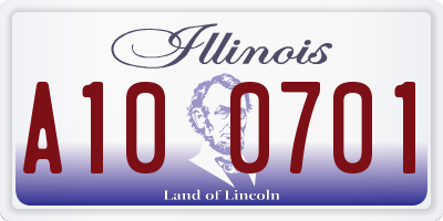 IL license plate A100701