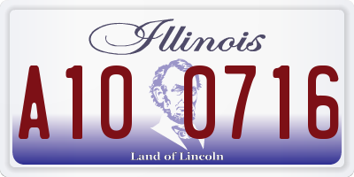 IL license plate A100716