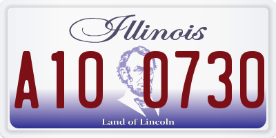 IL license plate A100730