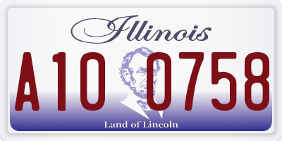 IL license plate A100758