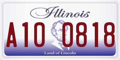 IL license plate A100818