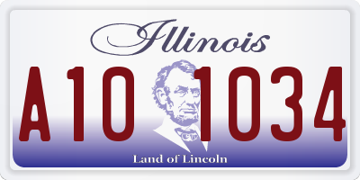 IL license plate A101034