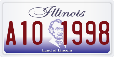 IL license plate A101998