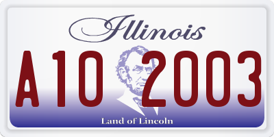 IL license plate A102003