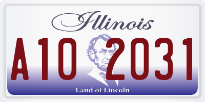 IL license plate A102031