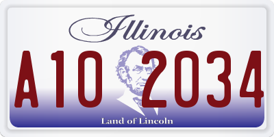 IL license plate A102034