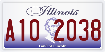 IL license plate A102038