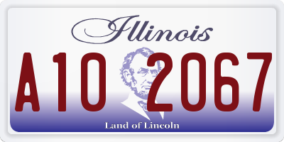 IL license plate A102067