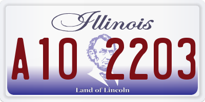 IL license plate A102203