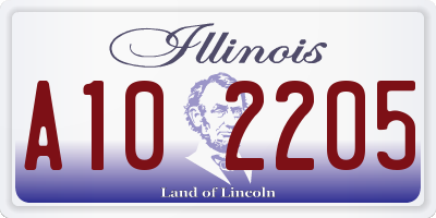 IL license plate A102205