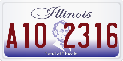 IL license plate A102316