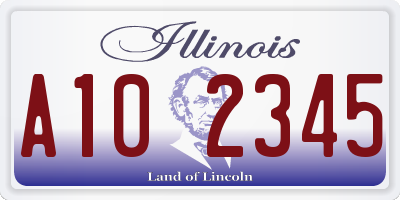 IL license plate A102345