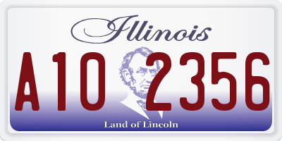 IL license plate A102356