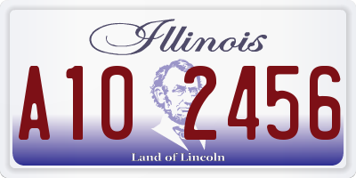 IL license plate A102456