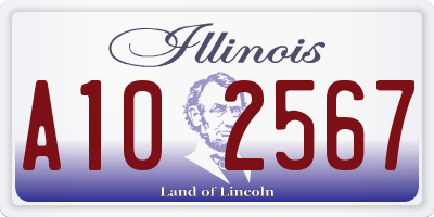 IL license plate A102567