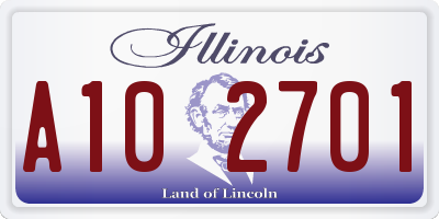IL license plate A102701
