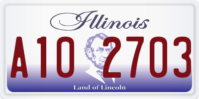 IL license plate A102703