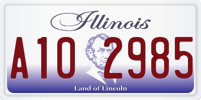 IL license plate A102985