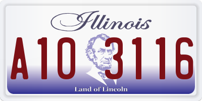 IL license plate A103116