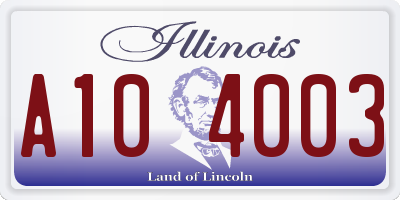 IL license plate A104003