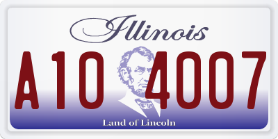 IL license plate A104007