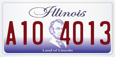 IL license plate A104013