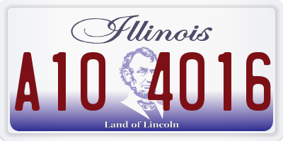 IL license plate A104016