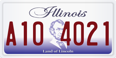 IL license plate A104021