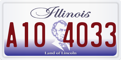 IL license plate A104033