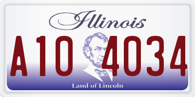 IL license plate A104034