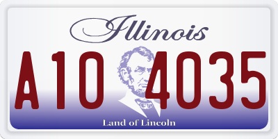 IL license plate A104035