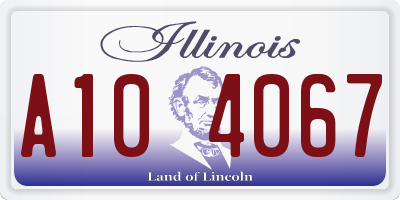 IL license plate A104067