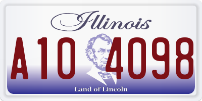 IL license plate A104098