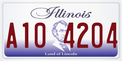 IL license plate A104204