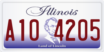IL license plate A104205