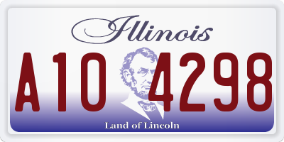 IL license plate A104298